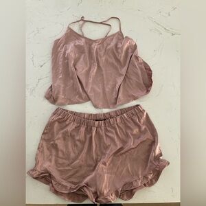 Express Woman's Satin Side Slit 2 Piece Pajama Shorts- NWOT